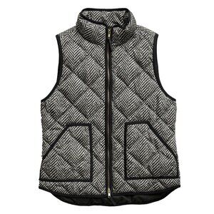 J. Crew Down Fill Vest Quilted Puffer High Neck Herringbone Preppy Ivy League